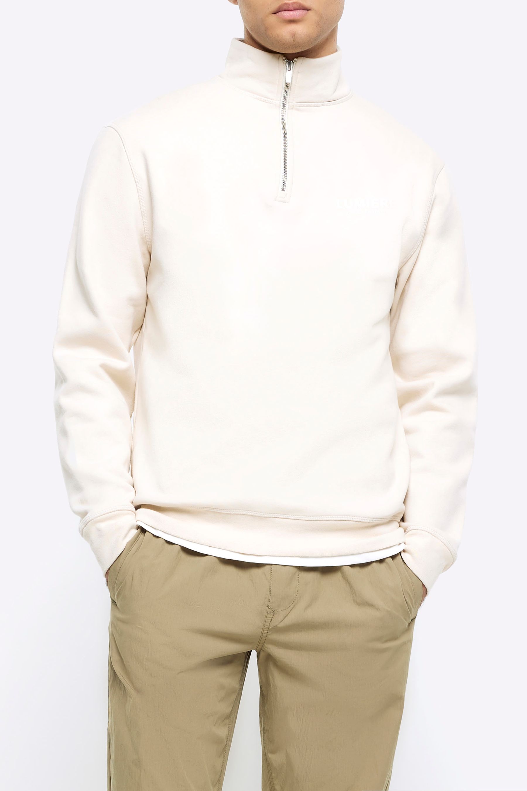 Funnel neck top zip up sweatshirt