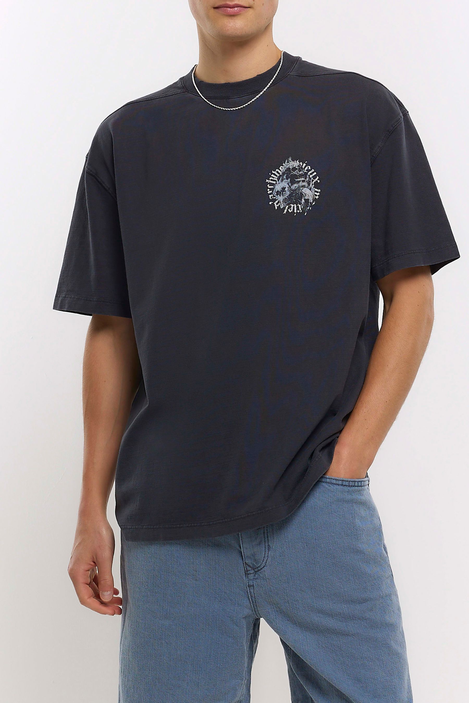 River island skull t shirt 2025