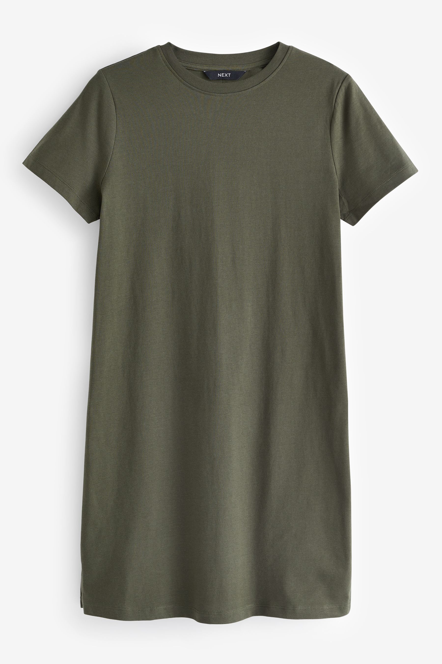 Buy Khaki Green Crew Neck Short Sleeve T-Shirt Dress from the Next