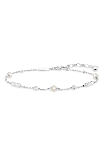 Thomas Sabo White Elegant Adjustable Pearl Bracelet with modern twist
