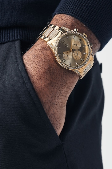 Gold Tone Bling Bracelet Watch