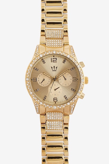 Gold Tone Bling Bracelet Watch