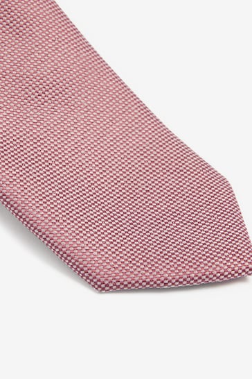 Damson Pink Slim Textured Tie And Clip