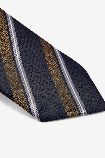 Navy Blue/Neutral Brown Stripe Pattern Tie