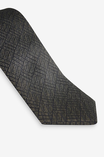 Black/Dark Green Silk Geometric Tie