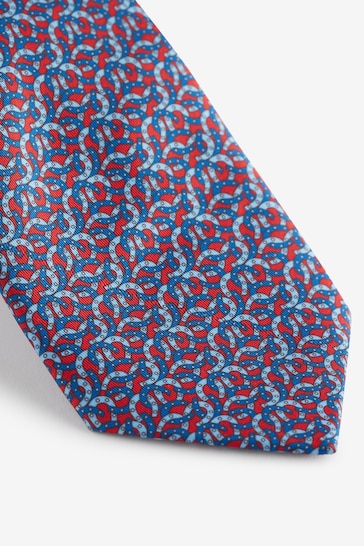 Red/Blue Horsepip Pattern Tie