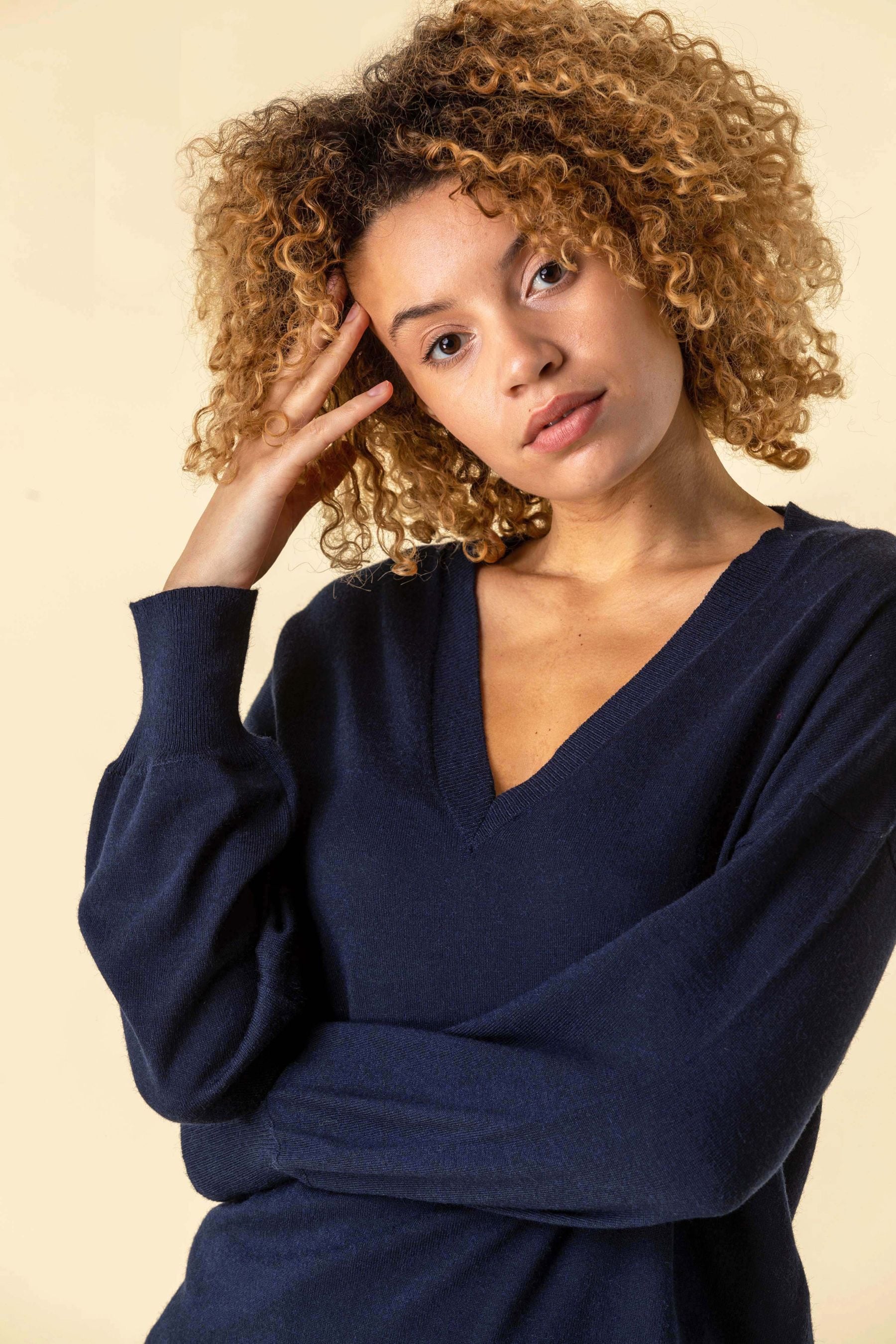 Buy Roman Navy Blue V Neck Long Sleeve Jumper from the Next UK