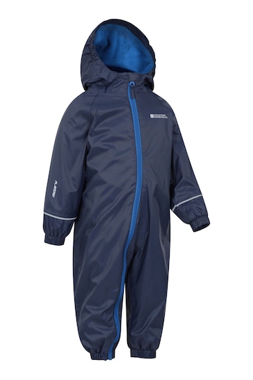 Mountain Warehouse Blue Junior Spright Waterproof Fleece Lined Rainsuit