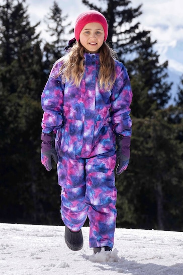 Mountain Warehouse Pink Kids Cloud Printed All in One Snowsuit