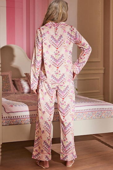 Cath Kidston Ecru Cotton Poplin Button Through Pyjamas