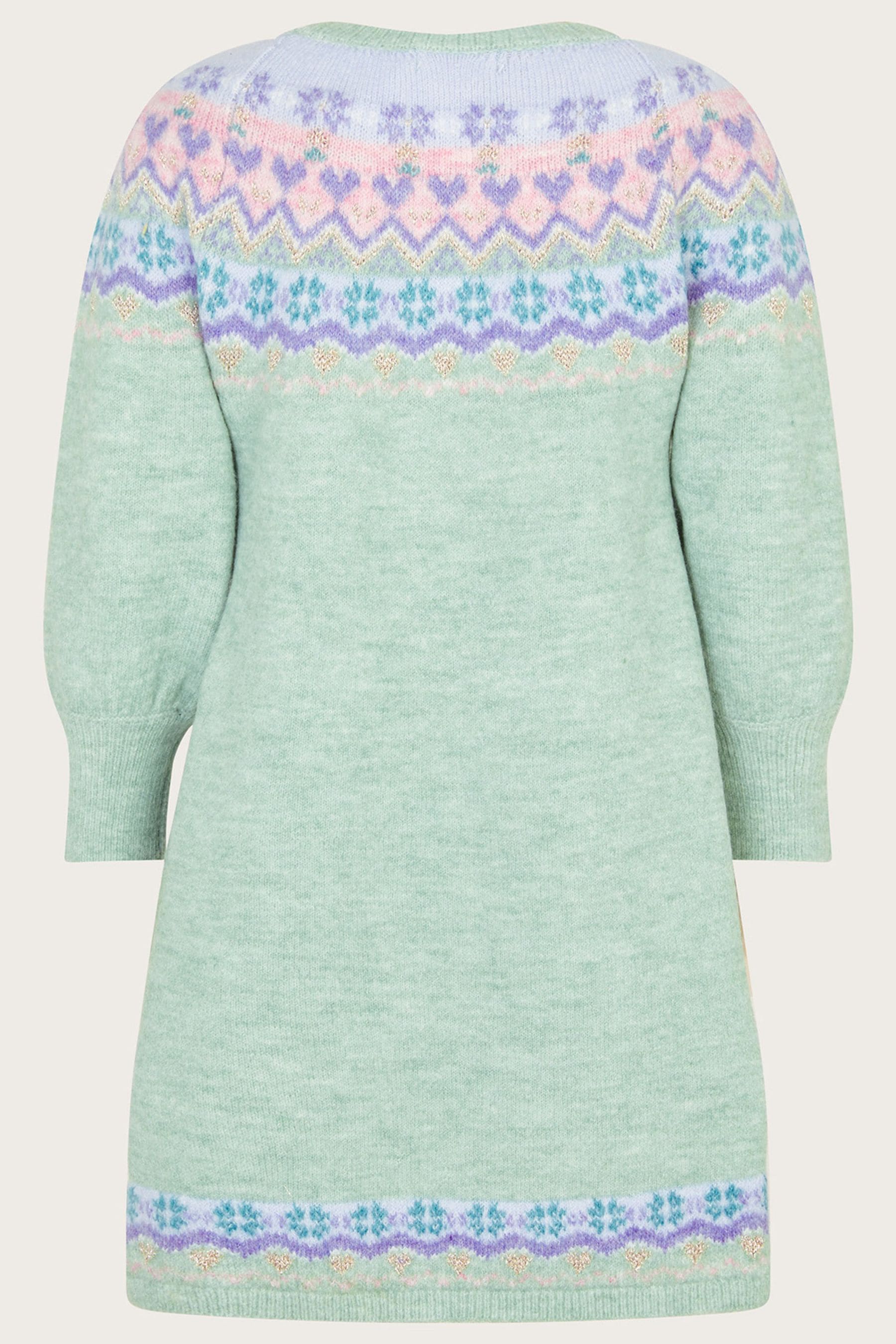 Monsoon Green Fair Isle Knit Dress
