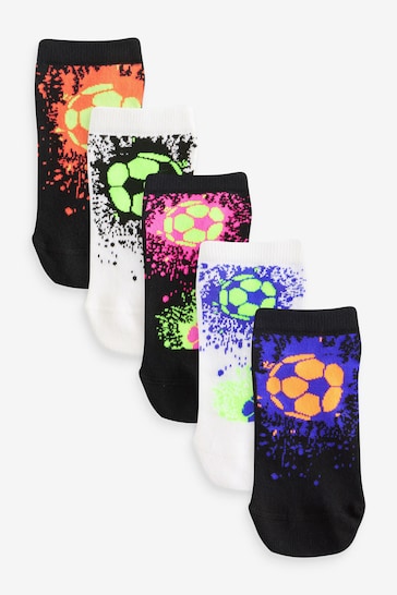 Bright Football Splat Cotton Rich Trainer Socks 5 Pack