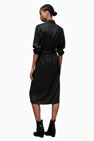 AllSaints Black Coated Denim Dress