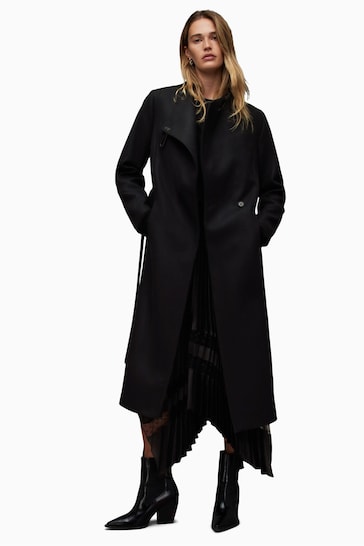 AllSaints Black Riley Coat