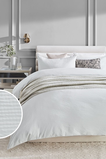 White Crinkle Gauze 300TC 100% Cotton Duvet Cover and Pillowcase Set