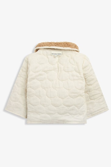 The Little Tailor Baby Natural Quilted Reversible Plush Lined Sherpa Fleece Jacket