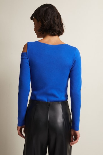 Phase Eight Blue Wren Cut Out Knitted Top