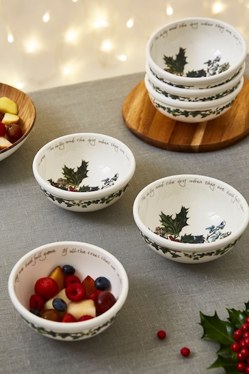 Portmeirion Clear The Holly and the Ivy Set of 6 14cm Small Bowls