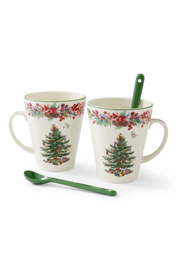 Spode Cream Christmas Tree 2023 Annual Mug & Spoon Set