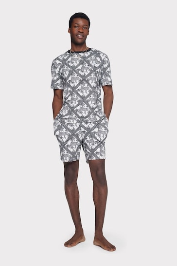Chelsea Peers Grey Leopard Tile Print Short Pyjama Set
