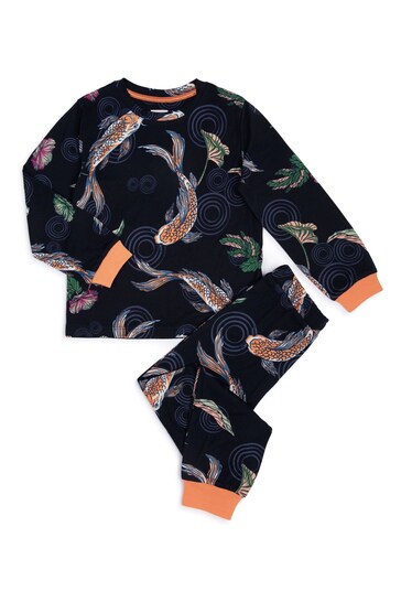 Chelsea Peers Blue Koi Fish Print Long Kids Pyjama Set