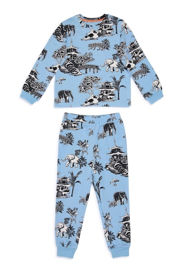 Chelsea Peers Blue Animal Garden Print Long Pyjama Set