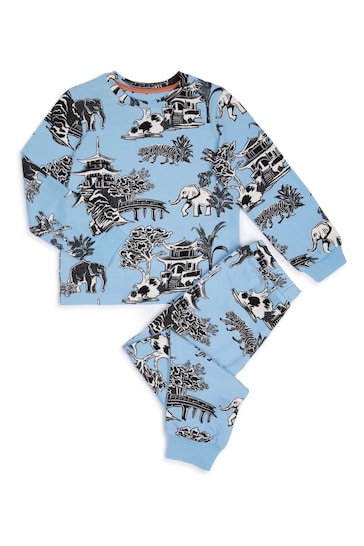 Chelsea Peers Blue Animal Garden Print Long Pyjama Set
