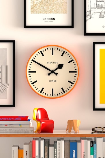 Jones Clocks Fizzy Orange Railway Wall Clock