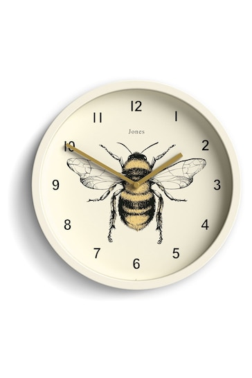 Jones Clocks Linen White Bee Wall Clock
