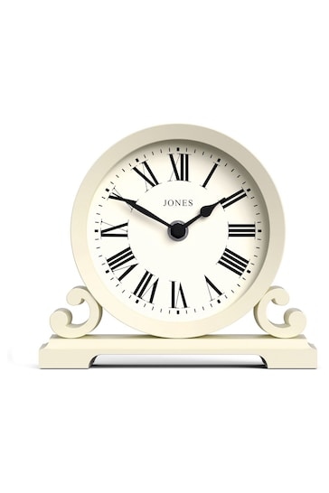 Jones Clocks Linen White Saloon Roman Numeral Mantel Clock