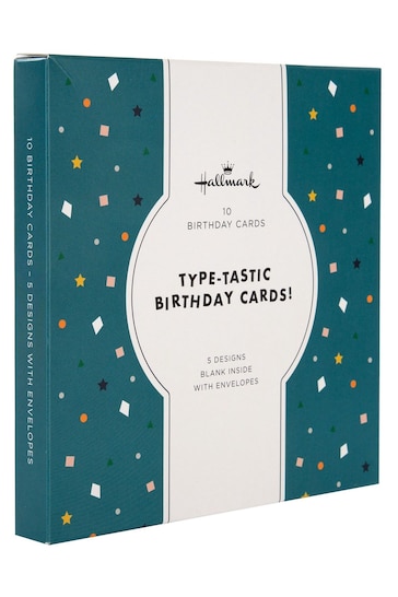 Hallmark Blue 10 Pack Birthday Cards In Type -Tastic Designs