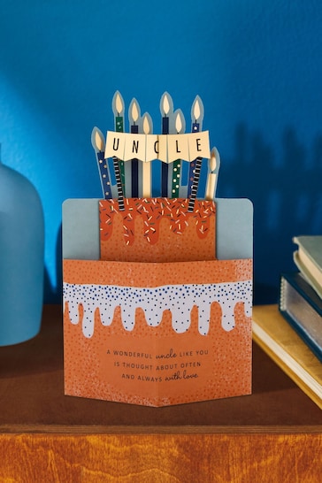 Hallmark Orange Birthday Card for Uncle 3D Cake & Candles Design