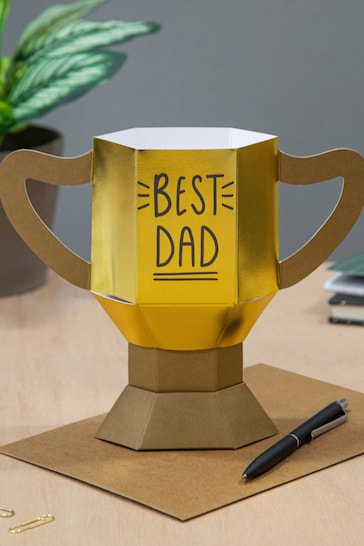Hallmark Gold Birthday Card for Dad  3D 'Best Dad' Trophy Design