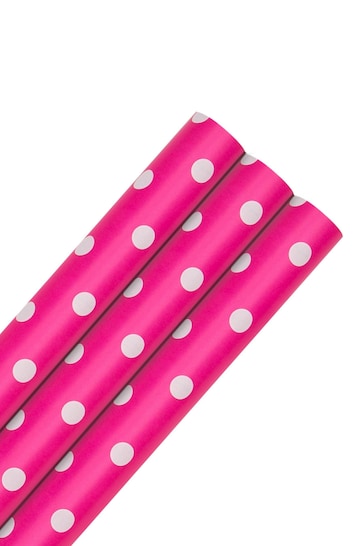 Hallmark Pink 6M Pack of 3 Polka Dot Wrapping Paper