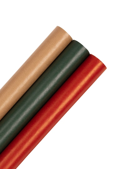 Hallmark Brown 9M Pack of 3 Kraft Wrapping Paper in 3 Colours