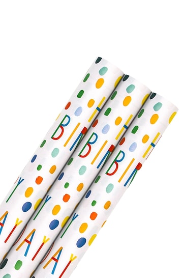 Hallmark White 6M Pack of 3 Birthday Wrapping Paper