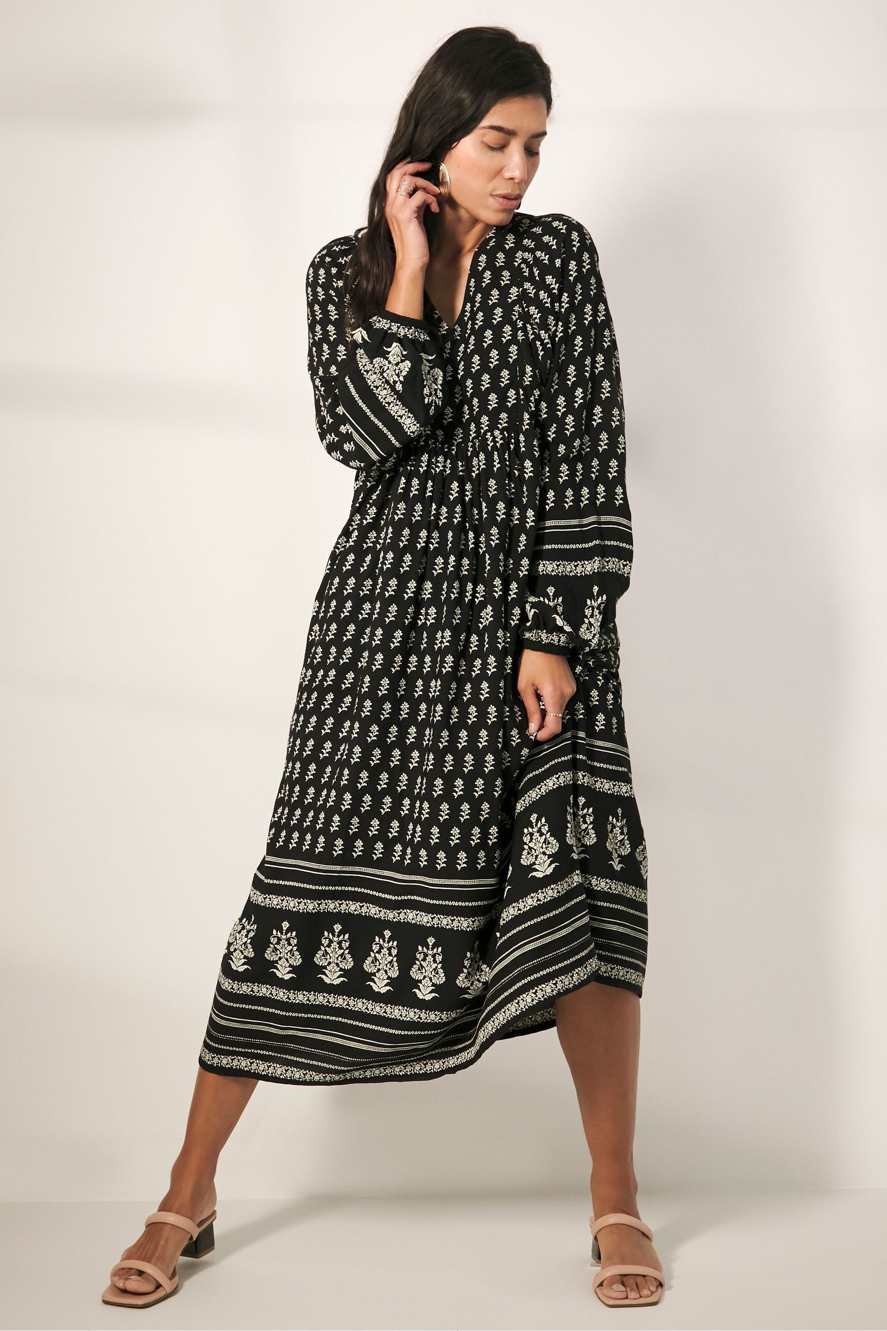 Buy JD Williams Black Border Print Batwing Smock Maxi Dress from the Next UK online shop