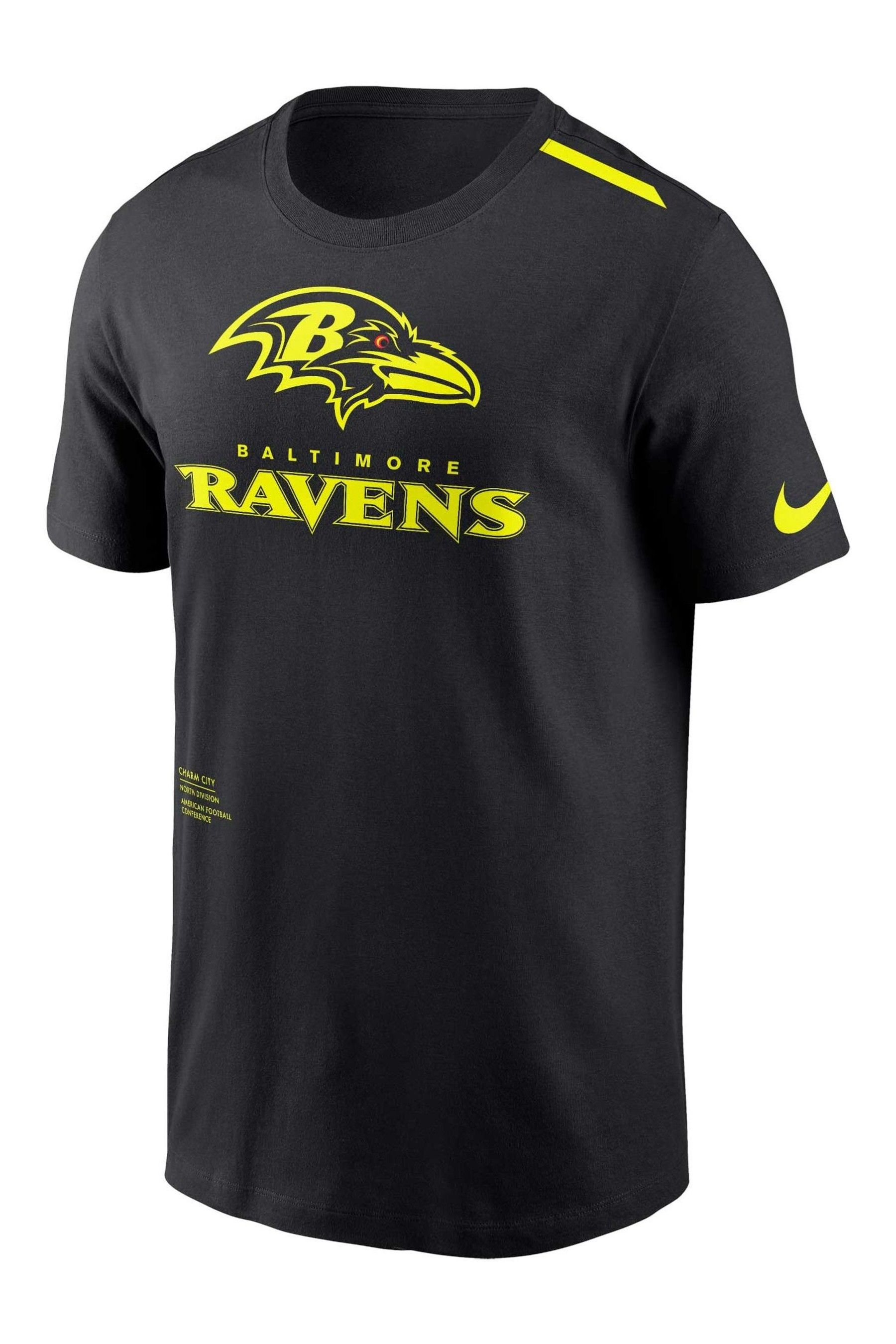 Fanatics NFL Baltimore Ravens VOLT Short Sleeve Dri Fit Cotton Black T Shirt