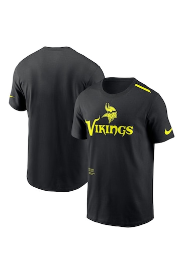 Fanatics NFL Minnesota Vikings VOLT Short Sleeve Dri-FIT Cotton Black T-Shirt