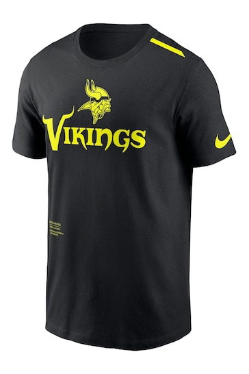 Fanatics NFL Minnesota Vikings VOLT Short Sleeve Dri-FIT Cotton Black T-Shirt
