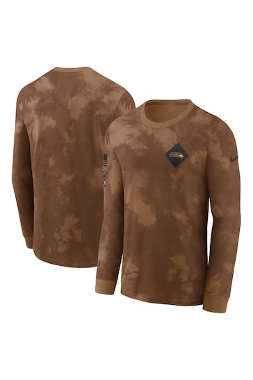 Fanatics NFL Seattle Seahawks Long Sleeve Salute To Service Brown T-Shirt 2023