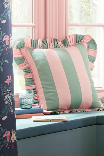 Cath Kidston Soft Pink Ruffle Stripe Cushion