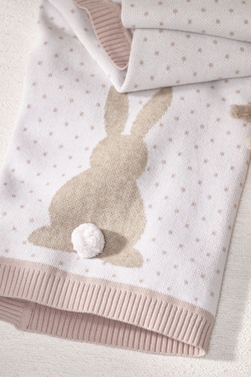 The White Company Pink Pom Bunny Baby Blanket