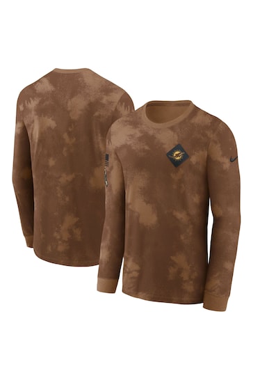 Fanatics NFL Miami Dolphins Long Sleeve Salute To Service Brown T-Shirt 2023