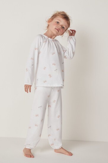 The White Company Organic Cotton Butterfly And Dragonfly Print White Pyjamas