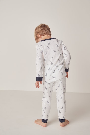 The White Company Organic Cotton Giraffe Print White Pyjamas