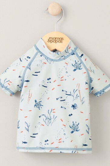 Mamas & Papas Blue Sea Print Long Sleeve Rash Top