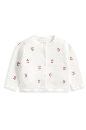 Mamas & Papas White Embroidered Knit Cardigan