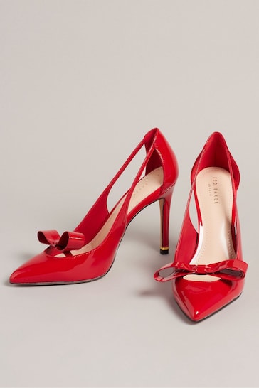 Ted Baker Red Orliney Patent Bow 100mm Cut-Out Detail Courts