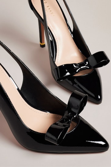 Ted Baker Black Orliney Patent Bow 100mm Cut-Out Detail Courts